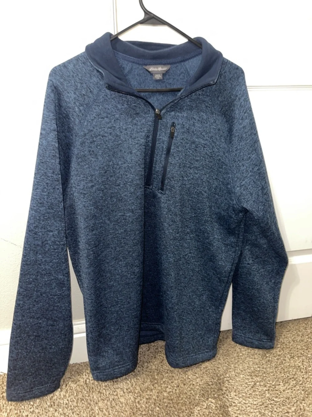 Eddie Bauer Men's Heathered Blue Quarter-Zip Sweater